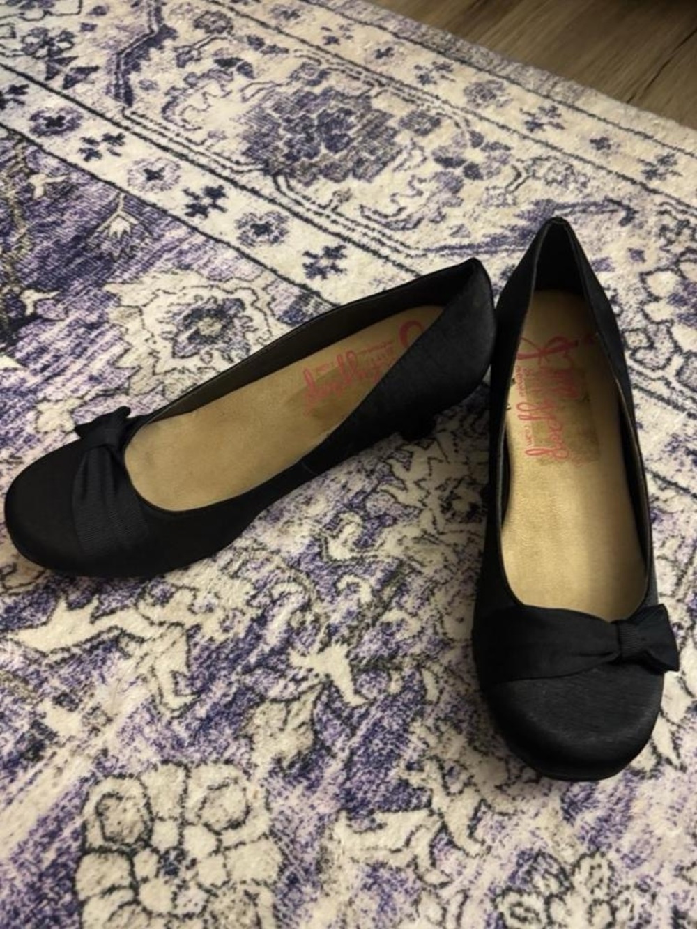 Black Jelly Pop ballet flats kitten heels with bow detail ~ size 8